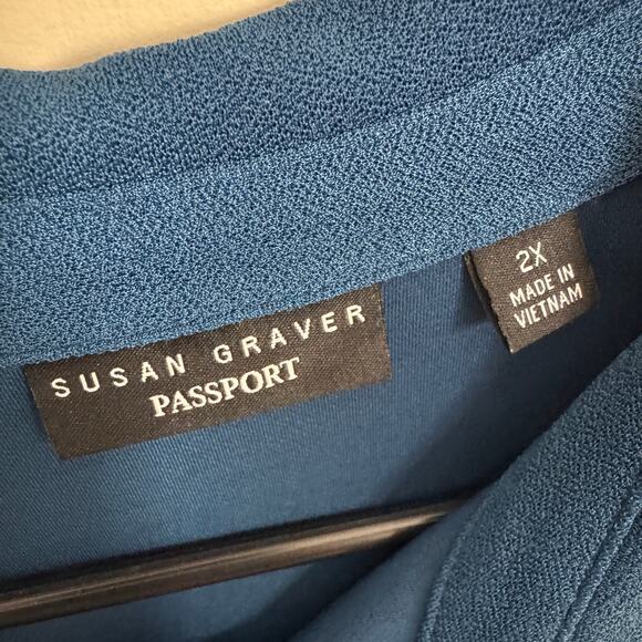 Susan Graver Passport Knit Button Up Long Shirt US Women's 2X Plus - Picture 2 of 7